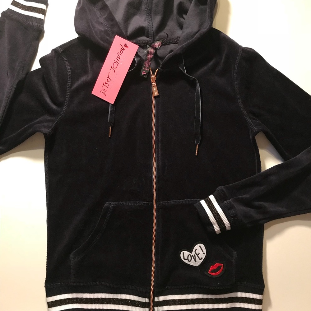 💋Betsey Johnson💋Navy Hoodie Velour